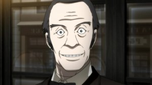 This is what I imagine talking through your teeth as you smile looks like: psychotic. (Photo from Psycho Pass)